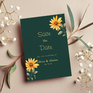 Invitación Naranja dorado girasol floral Save The Date