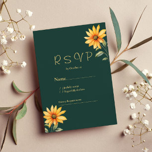 Invitación Naranja dorado verde girasol floral RSVP