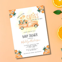 Invitación Naranja dos pequeños cortos gemelos Baby Shower