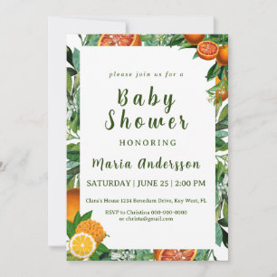 Invitación Naranja dulce Baby Shower
