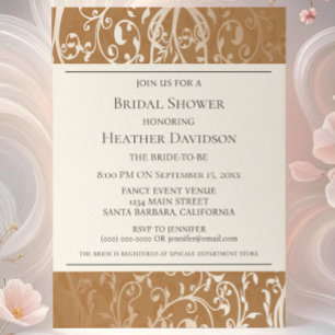 Invitación Naranja Elegant Flourish Bridal Shower Invite