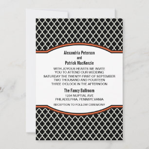 Invitación Naranja Elegant Quatrefoil Wedding Invite
