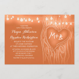 Invitación Naranja elegante árbol de luces de cuerda boda rom