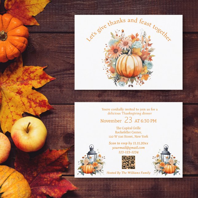 Invitación naranja elegante de código qr de agradecimientos y (Subido por el creador)