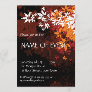 Invitación Naranja elegante de encargo y blanco Foilage