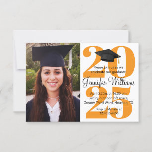 Invitación naranja elegante de graduación fotográfica 2025 fi