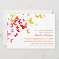 Naranja elegante y ducha de mariposas rojas