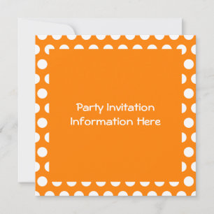 Invitación Naranja en blanco con puntos de Polka blanco