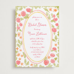 Invitación Naranja Encantador Pintado A Mano Ducha Bridal Flo