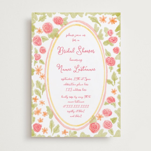 Invitación Naranja Encantador Pintado A Mano Ducha Bridal Flo (Subido por el creador)