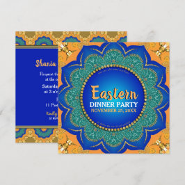Invitación Naranja Especias del Este Azul Real Dorado Fiesta