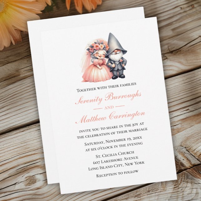 Invitación Naranja Fairytale Gnome Boda Cute Woodland (Subido por el creador)