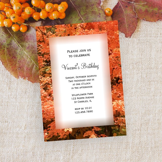 Invitación Naranja Fall deja fiesta de cumpleaños (Subido por el creador)