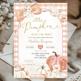 Invitación Naranja Fall Floral Coquette Pumpkin Baby Shower