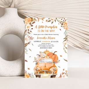 Invitación Naranja Fall Pumpkin Truck Baby Shower