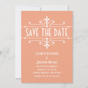 Invitación Naranja Fancy Ornamental Save the Date Invite