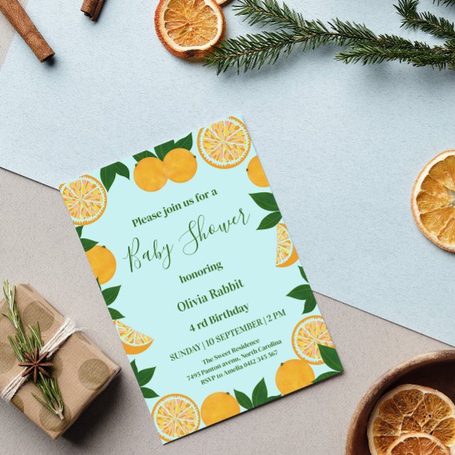 Invitación Naranja Fiesta Fruit Fresh Baby Shower (Subido por el creador)