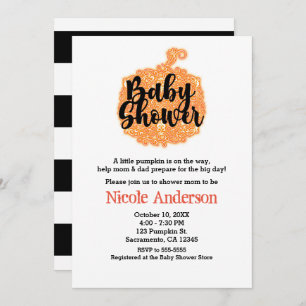 Invitación Naranja Filigree Pumpkin Elegant Fall Baby Shower