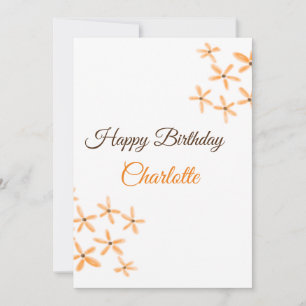 Invitación Naranja flor marrón feliz cumpleaños agregar nombr