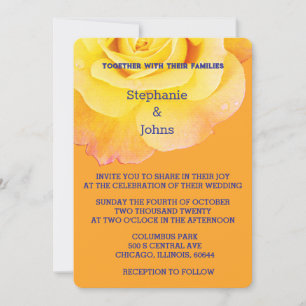 Invitación Naranja floral amarillo Rosa Marina Boda de Boho a
