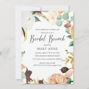 Invitación Naranja floral Boda de verano tardío brunch de nov