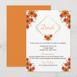 Invitación Naranja floral Boda detalla la caída del país rusa