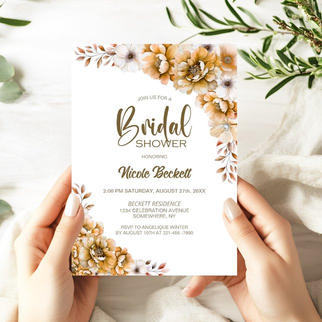 Invitación Naranja Floral Bridal Shower (Subido por el creador)