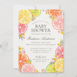 Invitación Naranja floral de Little Cutie Citrus Baby Shower