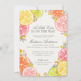 Invitación Naranja floral de Little Cutie Citrus Baby Shower