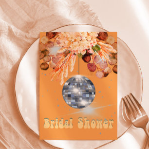 Invitación Naranja floral Disco Ball Bridal Shower