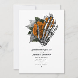 Invitación Naranja Floral Gothic Bachelorette Weekend