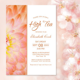 Invitación Naranja Floral High Tea Bridal Shower