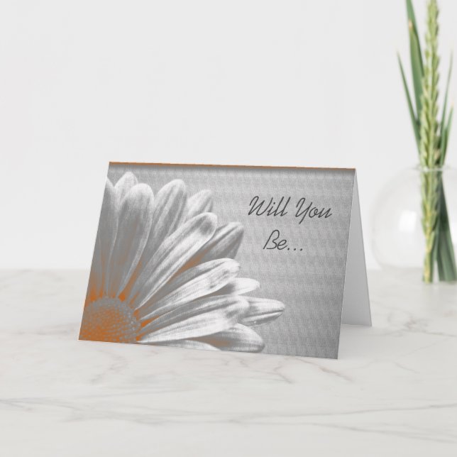 Invitación Naranja Floral Highlights Serás Mi Novia (Anverso)