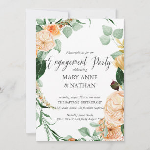 Invitación Naranja floral PARTIDO DE PARTICIPACIÓN Boda de ve