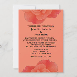 Invitación Naranja floral Rosa Rústico otoño otoño Boda Guay
