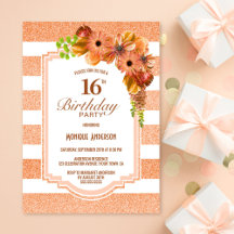 Naranja Floral Striped 16th Birthday Party