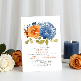 Invitación Naranja Floral Terracotta Floral Boda de Marina Bl
