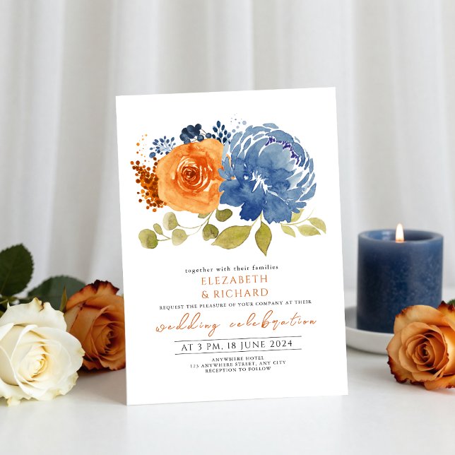 Invitación Naranja Floral Terracotta Floral Boda de Marina Bl (Subido por el creador)