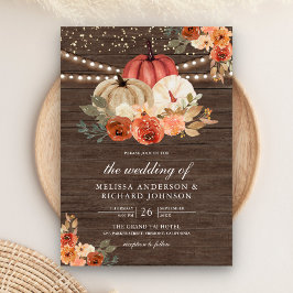 Invitación Naranja Floral Terroso Quemado Calabaza Madera Bod