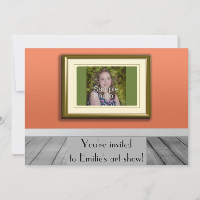 Invitación Naranja fotográfico personalizado (Anverso)