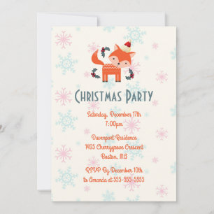 Invitación Naranja Fox En Santa Hat Navidades Fiesta