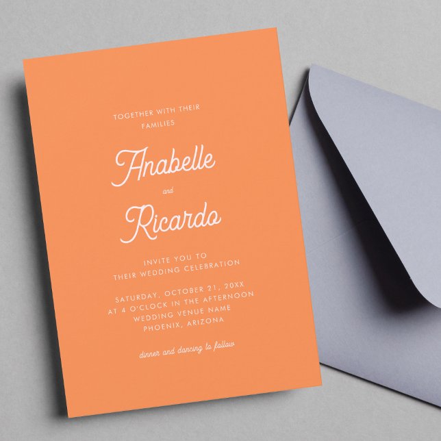 Invitación Naranja fresco brillante Boda de código QR foto ro (Subido por el creador)