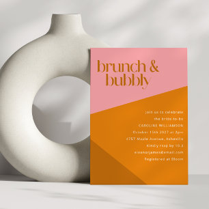 Invitación Naranja Geométrico Moderno Rosado Rust Bridal Show