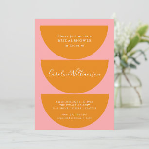 Invitación Naranja Geométrico Simple  Rosa Moderno Ducha Brid