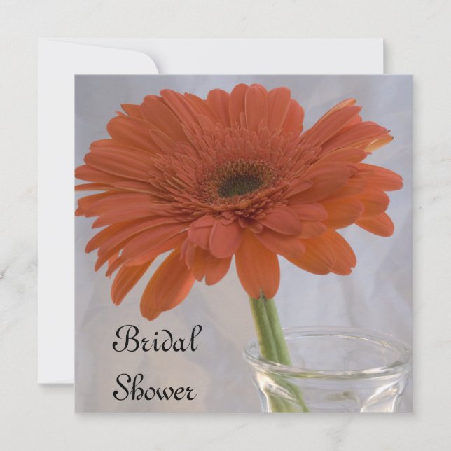 Invitación Naranja Gerber Daisy Bridal Shower (Anverso)