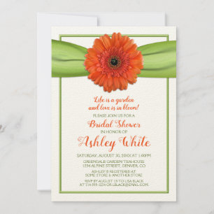 Invitación Naranja Gerber Daisy Green Bridal Shower Invitació