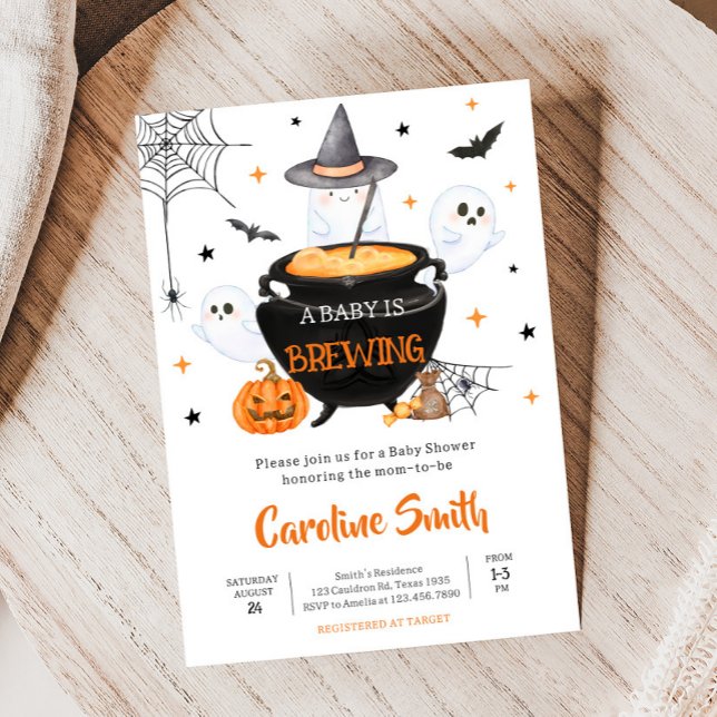 Invitación Naranja Ghost Halloween bebé está preparando Baby  (Baby is Brewing Baby Shower Invitation
)