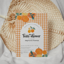 Invitación Naranja Gingham Citrus Baby Shower