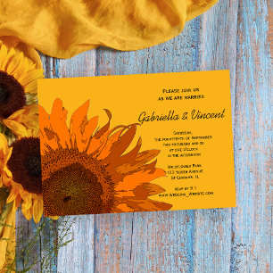 Invitación Naranja girasol en Boda amarillo