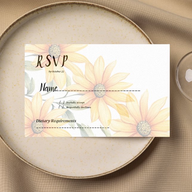 Invitación Naranja girasol verde verano floral RSVP (Orange green sunflower summer floral RSVP)